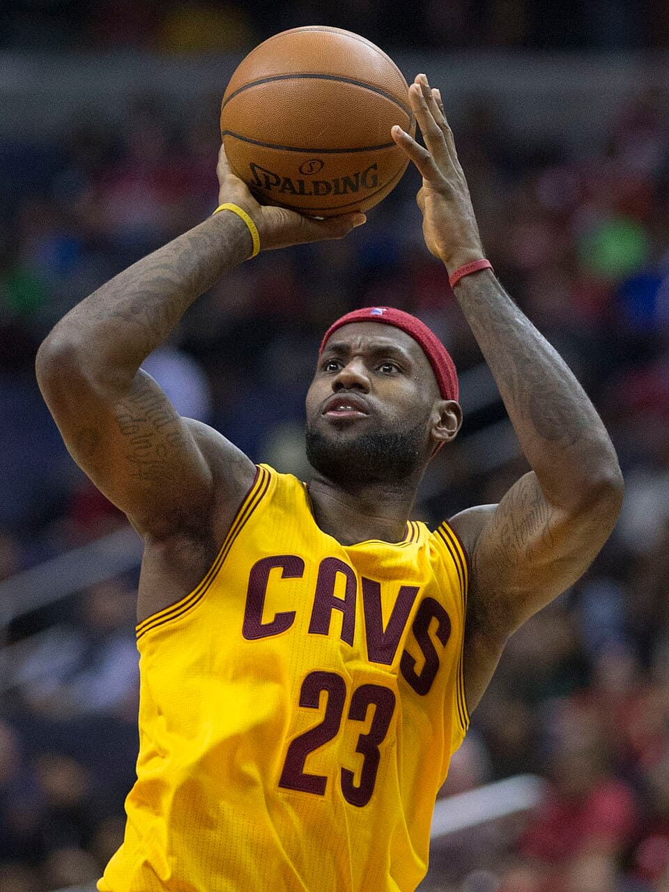 LeBron James of the Cleveland Cavaliers in a game against the Washington Wizards at Verizon Center on November 21, 2014 in Washington, DC